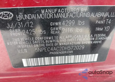 2013 Hyundai Sonata Limited z USA, uszkodzony, nr VIN 5NPEC4AC2DH572029